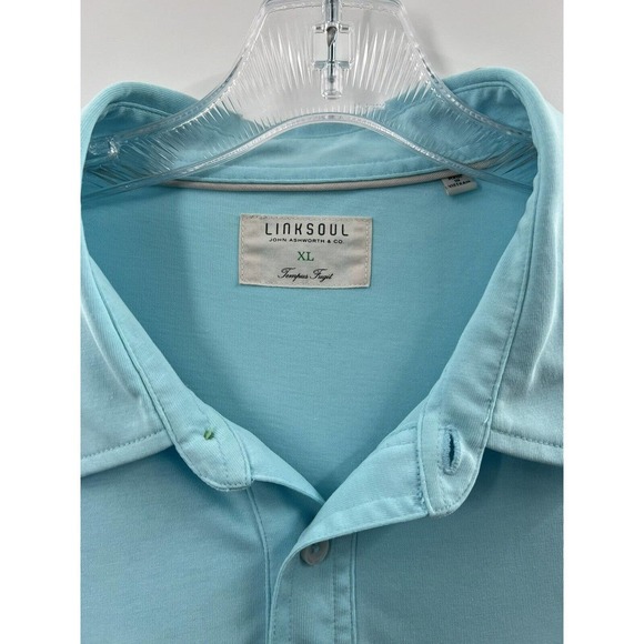 Linksoul Men’s Short Sleeve Luxury Cotton Knit Aqua Blue Polo Size XL Pockets​ - Picture 3 of 7